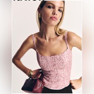 Reformation Hattie Linen Top Pink - Size 6